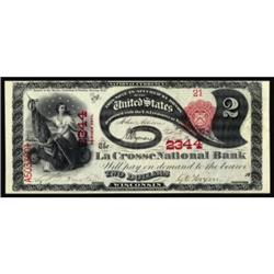 La Crosse, WI. $2 1875. Fr. 391. The La Crosse NB. Charter #2344. PCGS Choice New 63PPQ.
