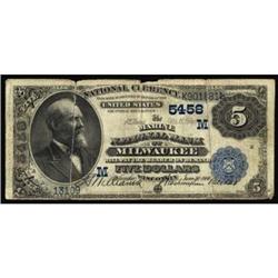 Milwaukee, WI. $5 1882 Date Back. Fr. 537. The Marine NB. Charter #(M)5458. Very Good.