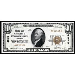 Wisconsin Rapids, WI. $10 1929 Ty. 1. The Wood County NB. Charter #4639. Choice Crisp Uncirculated.