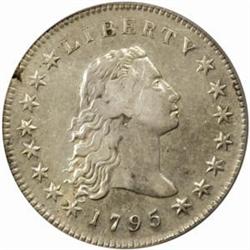 1795 Flowing Hair Silver Dollar. B-7, BB-18. Rarity-4. Three Leaves. VF-30 (PCGS).