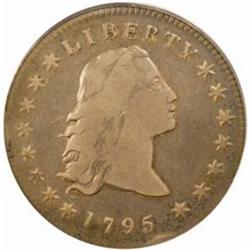 1795 Flowing Hair Silver Dollar. B-5, BB-27. Rarity-1. Three Leaves. VF-20 (PCGS).