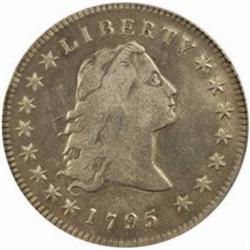 1795 Flowing Hair $1. B-5, BB-27 Rarity-1 Three Leaves VF Details-Scratched Improperly Cleaned (NCS)
