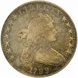 1799 Draped Bust Silver Dollar. B-12, BB-160. Rarity-3. AU-55 (NGC).