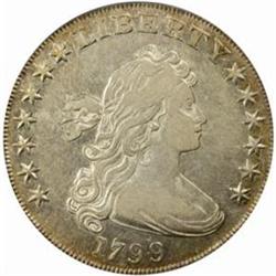 1799 Draped Bust Silver Dollar. B-12, BB-160. Rarity-3. VF-30 (PCGS).