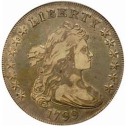 1799 Draped Bust Silver Dollar. B-19, BB-155. Rarity-5. VF-30 (PCGS).
