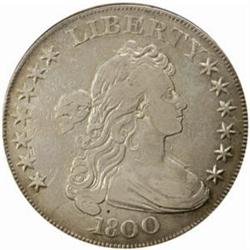 1800 Draped Bust Silver Dollar. B-17, BB-196. Rarity-3. VF-20 Cleaned (Uncertified).