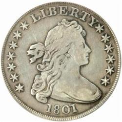 1801 Draped Bust Silver Dollar. B-1, BB-211. Rarity-3. F-12 (PCGS).