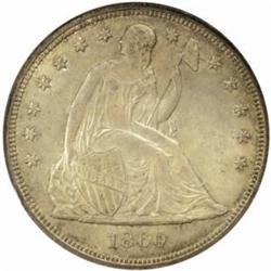 1860 Seated Liberty Silver Dollar. MS-64 (NGC).