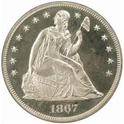 1867 Seated Liberty Silver Dollar. Proof-64 Cameo (PCGS).