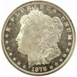 1878 Morgan Silver Dollar. 7/8 Tailfeathers. Strong. MS-64 DPL (NGC).