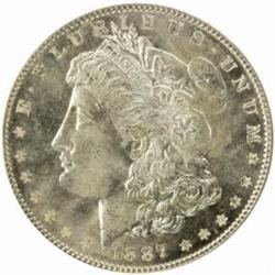 1887/6 Morgan Silver Dollar. MS-65 (PCGS).