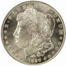 1890-CC Morgan Silver Dollar. Tailbar. MS-64 (PCGS).