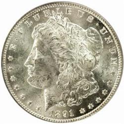 1891-CC Morgan Silver Dollar. MS-60 (PCGS).