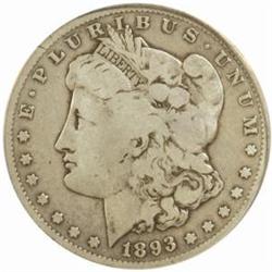 1893-S Morgan Silver Dollar. VG-10 (ICG).