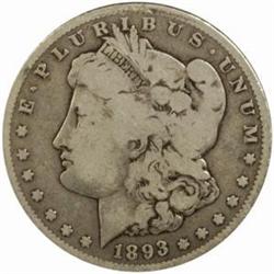 1893-S Morgan Silver Dollar. G-4 (Uncertified).