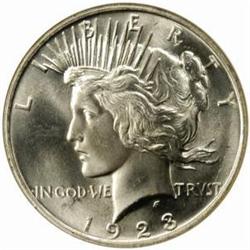 1923 Peace Silver Dollar. MS-66 (NGC).