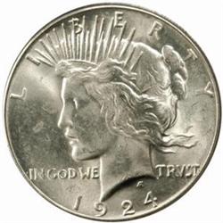 1924-S Peace Silver Dollar. MS-64 (PCGS).