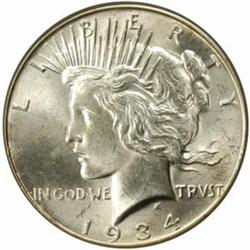 1934 Peace Silver Dollar. MS-65 (PCGS).