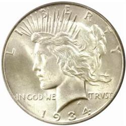 1934-D Peace Silver Dollar. MS-65 (PCGS).