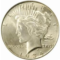 1934-D Peace Silver Dollar. MS-64 (PCGS).