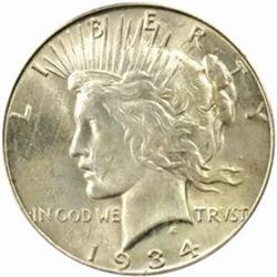 1934-S Peace Silver Dollar. MS-61 (PCGS).