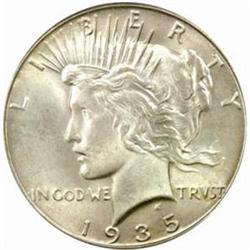 1935 Peace Silver Dollar. MS-66 (PCGS).