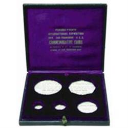 Original Box for a 5-Coin Set of Panama-Pacific Exposition Commemorative Coins. EF.