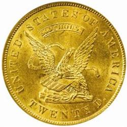 1853 United States Assay Office of Gold. $20 Gold. Kagin-18. Rarity-2. 900 THOUS. MS-63 (PCGS).