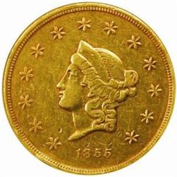 1855 Wass, Molitor & Co. $50 Gold. K-9. Rarity-5. AU-50 (NGC).