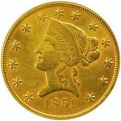 1861 Clark, Gruber & Co. $10 Gold. K-7. Rarity-4. AU Details--Repaired, Improperly Cleaned (NCS).