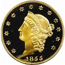 "1855" Kellogg & Co. $50 Gold. Commemorative Restrike. Struck August 22, 2001. Gem Proof (PCGS).