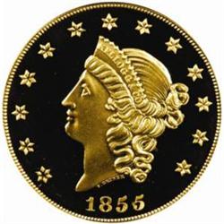 "1855" Kellogg & Co. $50 Gold. Commemorative Restrike. Struck September 2, 2001. Gem Proof (PCGS).