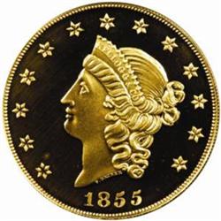 "1855" Kellogg & Co. $50 Gold. Commemorative Restrike. Struck September 3, 2001. Gem Proof (PCGS).