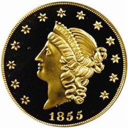 "1855" Kellogg & Co. $50 Gold. Commemorative Restrike. Struck September 5, 2001. Gem Proof (PCGS).
