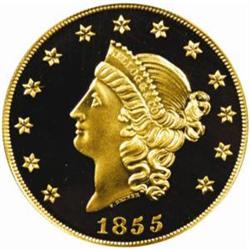 "1855" Kellogg & Co. $50 Gold. Commemorative Restrike. Struck September 7, 2001. Gem Proof (PCGS).