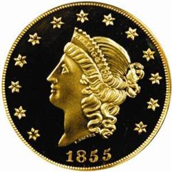 "1855" Kellogg & Co. $50 Gold. Commemorative Restrike. Struck September 8, 2001. Gem Proof (PCGS).