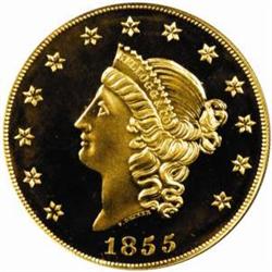 "1855" Kellogg & Co. $50 Gold. Commemorative Restrike. Struck September 10, 2001. Gem Proof (PCGS).