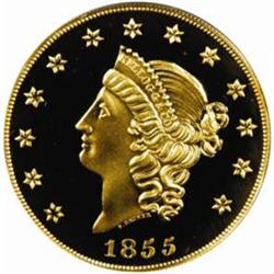 "1855" Kellogg & Co. $50 Gold. Commemorative Restrike. Struck September 11, 2001. Gem Proof (PCGS).