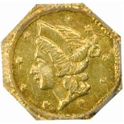 1853 Octagonal 25 Cents. BG-101. Rarity-5-. Liberty Head. MS-62 (PCGS).