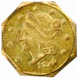 1854 Octagonal 50 Cents. BG-305. Rarity-4-. Liberty Head. MS-62 (PCGS).