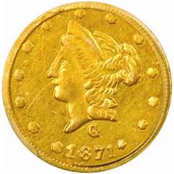 1871 Round 50 Cents. BG-1026. Rarity-4-. Liberty Head. AU-58 (PCGS).