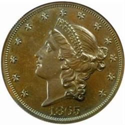 1865 Pattern Double Eagle. Judd-453, Pollock-526. Rarity-6+. Proof-64 BN (NGC).