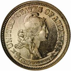 1869 Pattern Dime. Judd-696, Pollock-775. Rarity-5. Proof-64 (NGC).