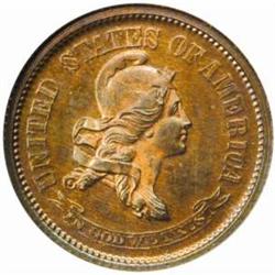 1869 Pattern Dime. Judd-698, Pollock-777. Rarity-7-. Proof-65 BN (NGC).