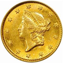 1854 Gold Dollar. Type I. MS-61 (PCGS).