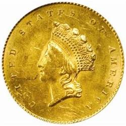 1855 Gold Dollar. Unc Details--Scratched (NCS).