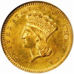 1858 Gold Dollar. MS-62 (NGC).