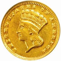 1859-C Gold Dollar. Winter 11-M, the only known dies. AU-55 (PCGS).