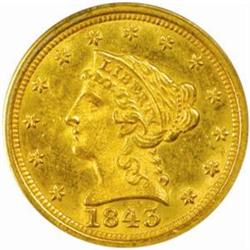1843-O Liberty Quarter Eagle. Large Date. MS-61 (PCGS).