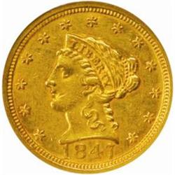 1847 Liberty Quarter Eagle. AU-58 (NGC).
